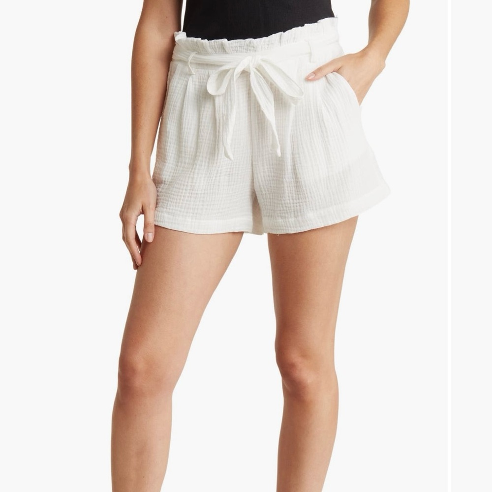 New Wildfox White Cotton Paperbag Gauze Shorts Women’s Size Medium